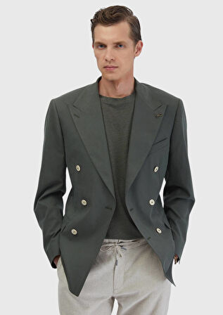 Haki Düz Slim Fit Ceket
