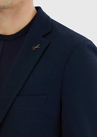 Lacivert Düz Comfort Fit Örme Takım Elbise