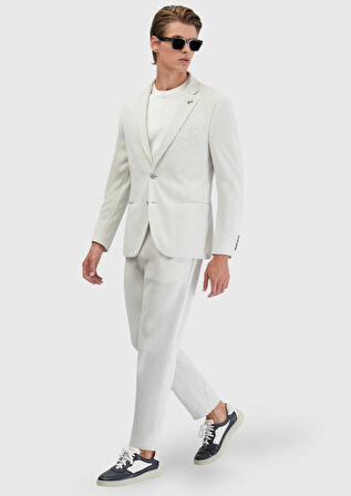 Füme Düz Comfort Fit Örme Takım Elbise