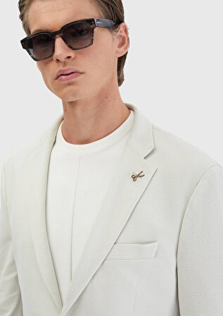 Füme Düz Comfort Fit Örme Takım Elbise