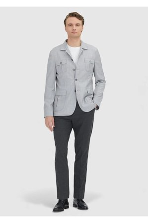 Açık Gri Düz Shirt Shoulder Slim Fit %100 Yün Ceket