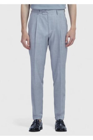 Açık Gri Düz Kumaş Slim Fit Casual %100 Yün Pantolon