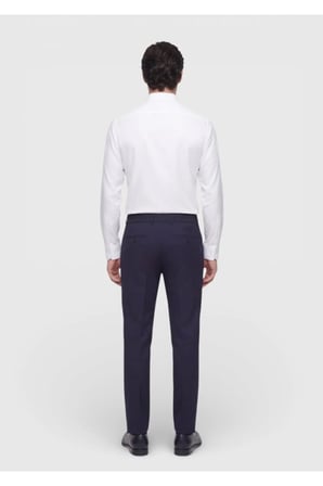 Lacivert Düz Kumaş Comfort Fit Klasik %100 Yün Pantolon