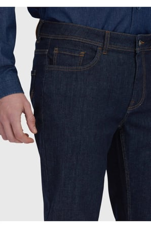 Lacivert Düz Slim Fit Denim Pamuk Karışımlı Pantolon