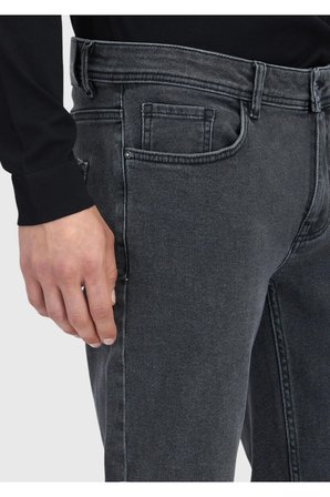 Antrasit Düz Slim Fit Denim Pamuk Karışımlı Pantolon