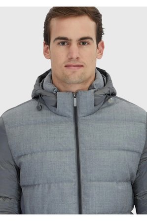 Gri Regular Fit Kapüşonlu Casual Dokuma Mont