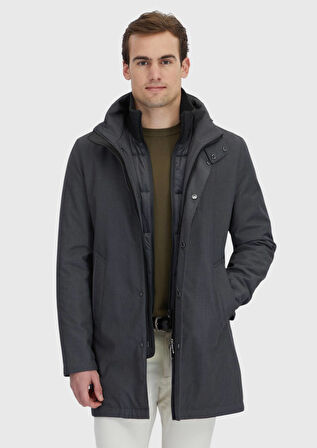 Antrasit Regular Fit Dik Yaka Casual Dokuma Kaban