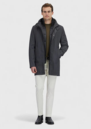 Antrasit Regular Fit Dik Yaka Casual Dokuma Kaban