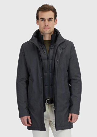 Antrasit Regular Fit Dik Yaka Casual Dokuma Kaban