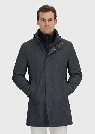 Antrasit Regular Fit Dik Yaka Casual Dokuma Kaban