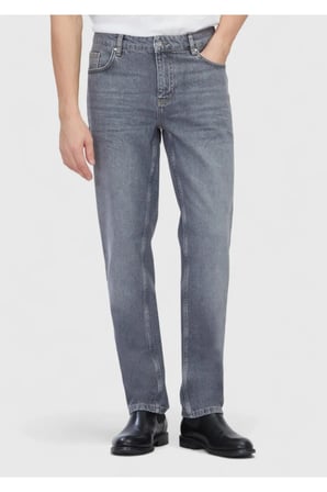 Gri Düz Regular Fit Denim %100 Pamuk Pantolon