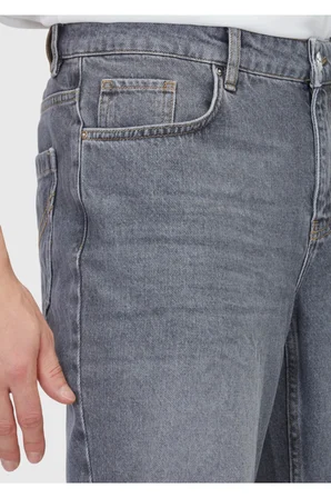 Gri Düz Regular Fit Denim %100 Pamuk Pantolon