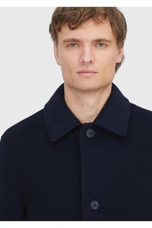 Lacivert Regular Fit Gömlek Yaka Klasik Dokuma Palto
