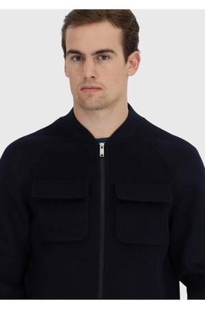 Lacivert Regular Fit Dik Yaka Casual Dokuma Mont