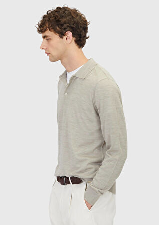 Taş Polo Yaka Düz Örgü Yün Karışımlı Triko Kazak