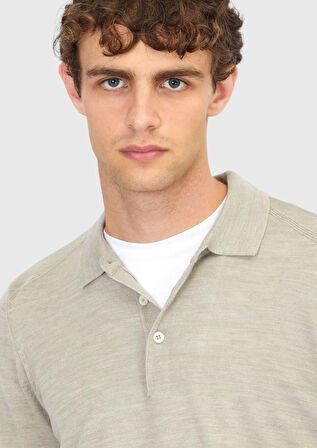 Taş Polo Yaka Düz Örgü Yün Karışımlı Triko Kazak