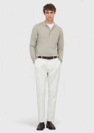 Taş Polo Yaka Düz Örgü Yün Karışımlı Triko Kazak