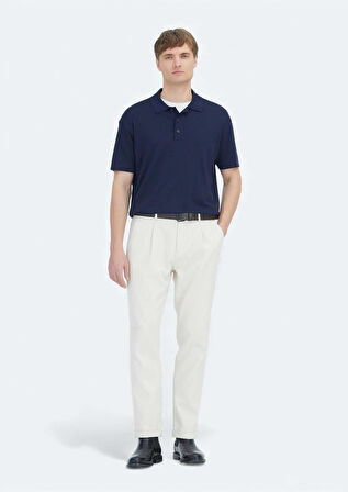 Lacivert Polo Yaka Düz Örgü Triko