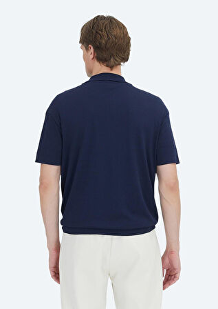Lacivert Polo Yaka Düz Örgü Triko