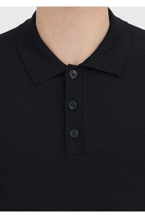 Siyah Polo Yaka Düz Örgü Triko