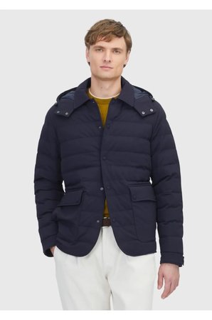 Lacivert Regular Fit Kapüşonlu Casual Dokuma Mont
