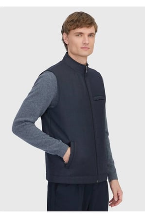 Antrasit Regular Fit Dik Yaka Casual Dokuma Spor Yelek