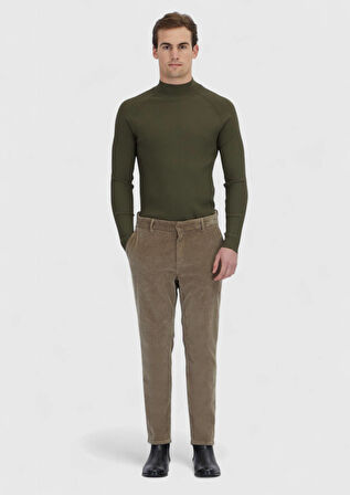 Vizon Düz Dokuma Jogging Fit Kadife Casual Pamuk Karışımlı Pantolon