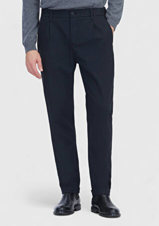 Siyah Düz Dokuma Jogging Fit Casual Pamuk Karışımlı Pantolon