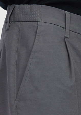 Gri Düz Dokuma Jogging Fit Casual Pamuk Karışımlı Pantolon