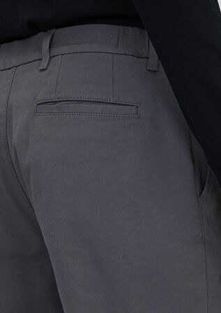 Gri Düz Dokuma Jogging Fit Casual Pamuk Karışımlı Pantolon