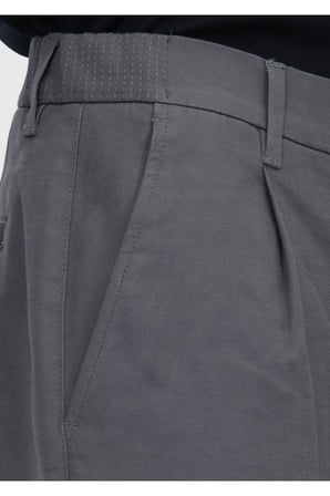 Gri Düz Dokuma Jogging Fit Casual Pamuk Karışımlı Pantolon