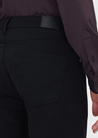 Siyah Düz Örme Slim Fit Casual Pantolon