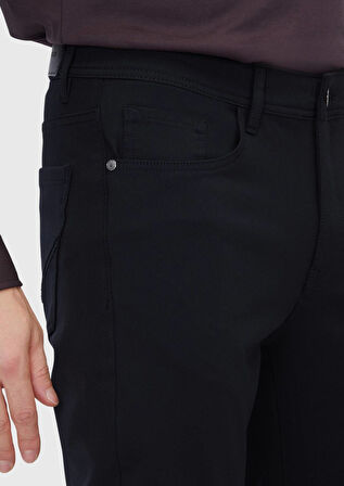 Siyah Düz Örme Slim Fit Casual Pantolon