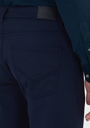 Lacivert Düz Örme Slim Fit Casual Pantolon