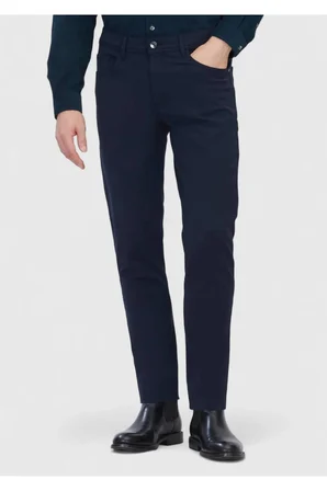Lacivert Düz Örme Slim Fit Casual Pantolon