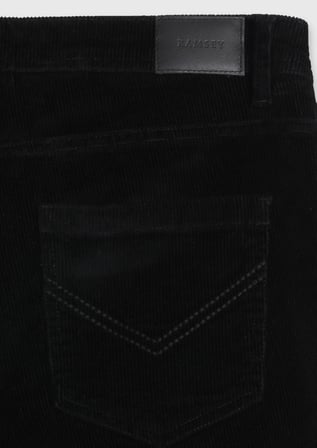 Siyah Düz Dokuma Slim Fit Kadife Casual Pamuk Karışımlı Pantolon