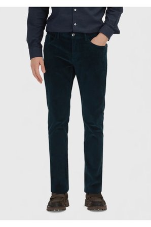 Petrol Düz Dokuma Slim Fit Kadife Casual Pamuk Karışımlı Pantolon