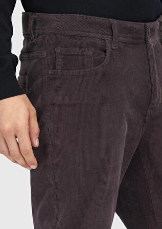Mürdüm Düz Dokuma Slim Fit Kadife Casual Pamuk Karışımlı Pantolon