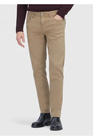 Vizon Düz Örme Slim Fit Casual Pamuk Karışımlı Pantolon