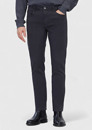 Antrasit Düz Örme Slim Fit Casual Pamuk Karışımlı Pantolon