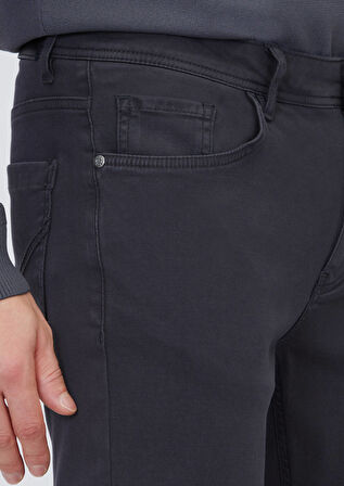 Antrasit Düz Örme Slim Fit Casual Pamuk Karışımlı Pantolon