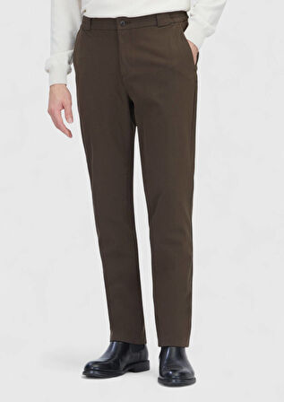 Haki Düz Dokuma Jogging Fit Casual Pamuk Karışımlı Pantolon