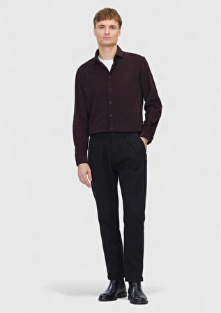 Siyah Düz Dokuma Jogging Fit Casual Pamuk Karışımlı Pantolon