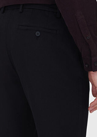 Siyah Düz Dokuma Jogging Fit Casual Pamuk Karışımlı Pantolon