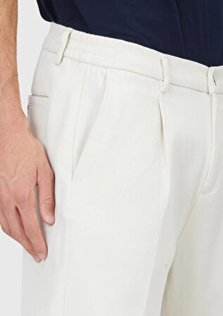 Bej Düz Dokuma Jogging Fit Casual Pamuk Karışımlı Pantolon