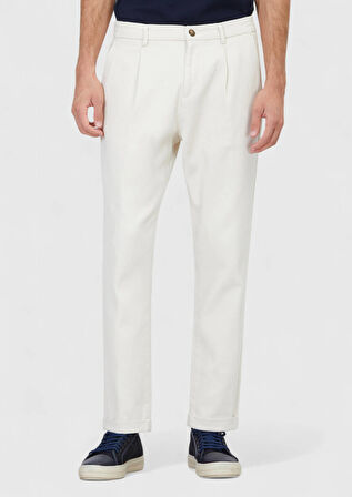 Bej Düz Dokuma Jogging Fit Casual Pamuk Karışımlı Pantolon