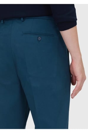 Petrol Düz Dokuma Regular Fit Casual Pamuk Karışımlı Pantolon