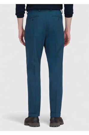 Petrol Düz Dokuma Regular Fit Casual Pamuk Karışımlı Pantolon