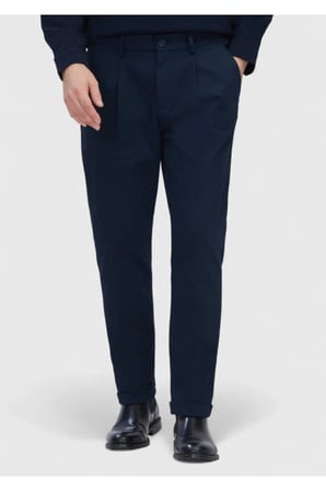 Lacivert Düz Dokuma Regular Fit Casual Pamuk Karışımlı Pantolon