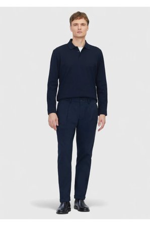 Lacivert Düz Dokuma Regular Fit Casual Pamuk Karışımlı Pantolon